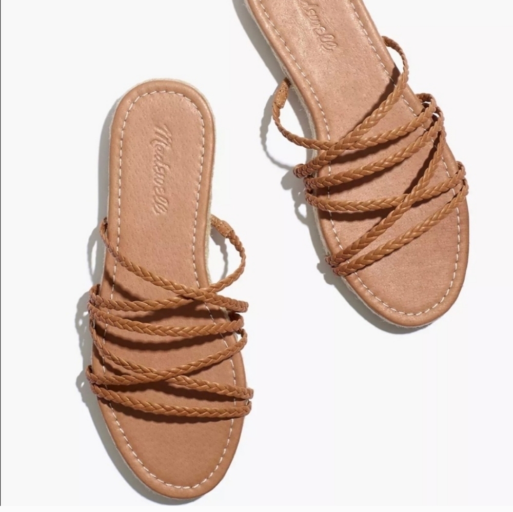 Madewell Tan Braided Leather Sandals